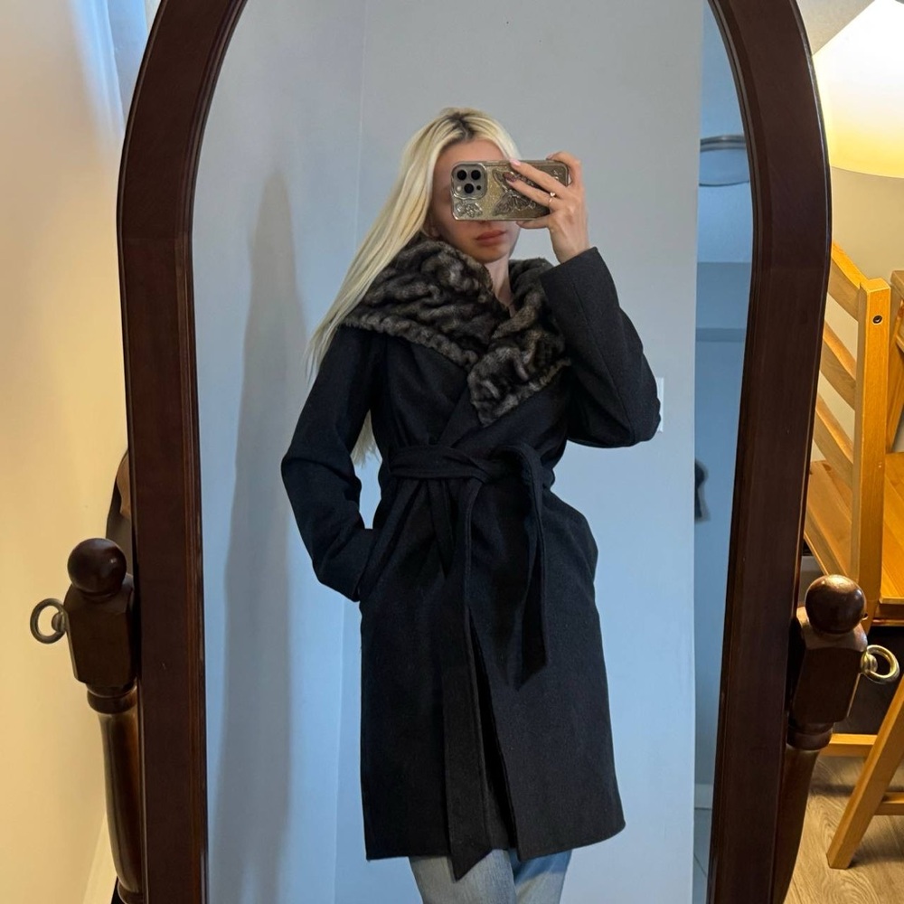 Hilary Radley Black and Gray wool Coat